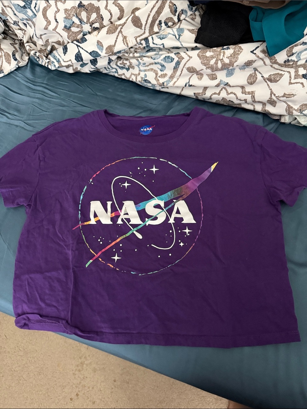 NASA Crop Top Graphic T-Shirt, Size M